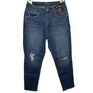 Art Class Medium Wash High Rise Relaxed Taper Distressed Ankle Jeans Sz 14 New!